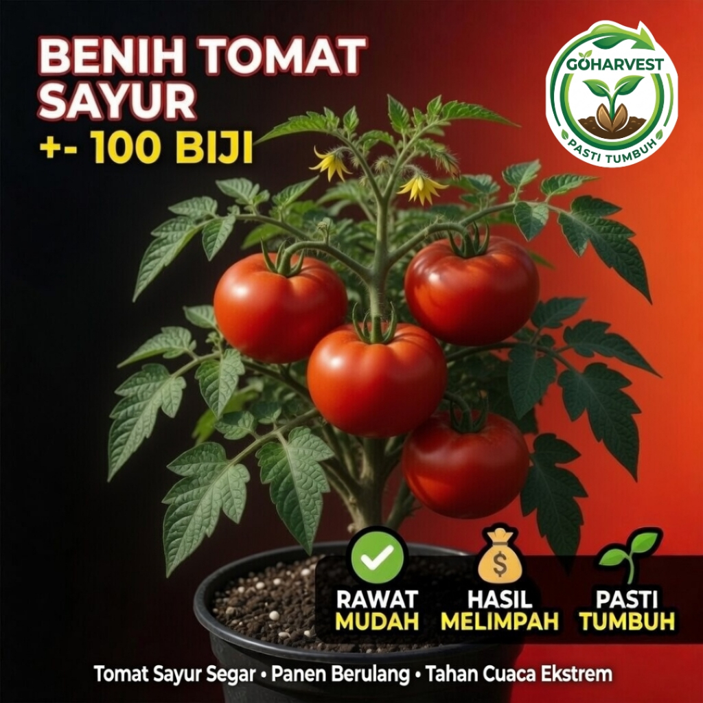 GoHarvest Benih Tomat Sayur Unggul - Bibit Tomat Buah Besar Tahan Virus - Biji Tomat Lalap Super Leb