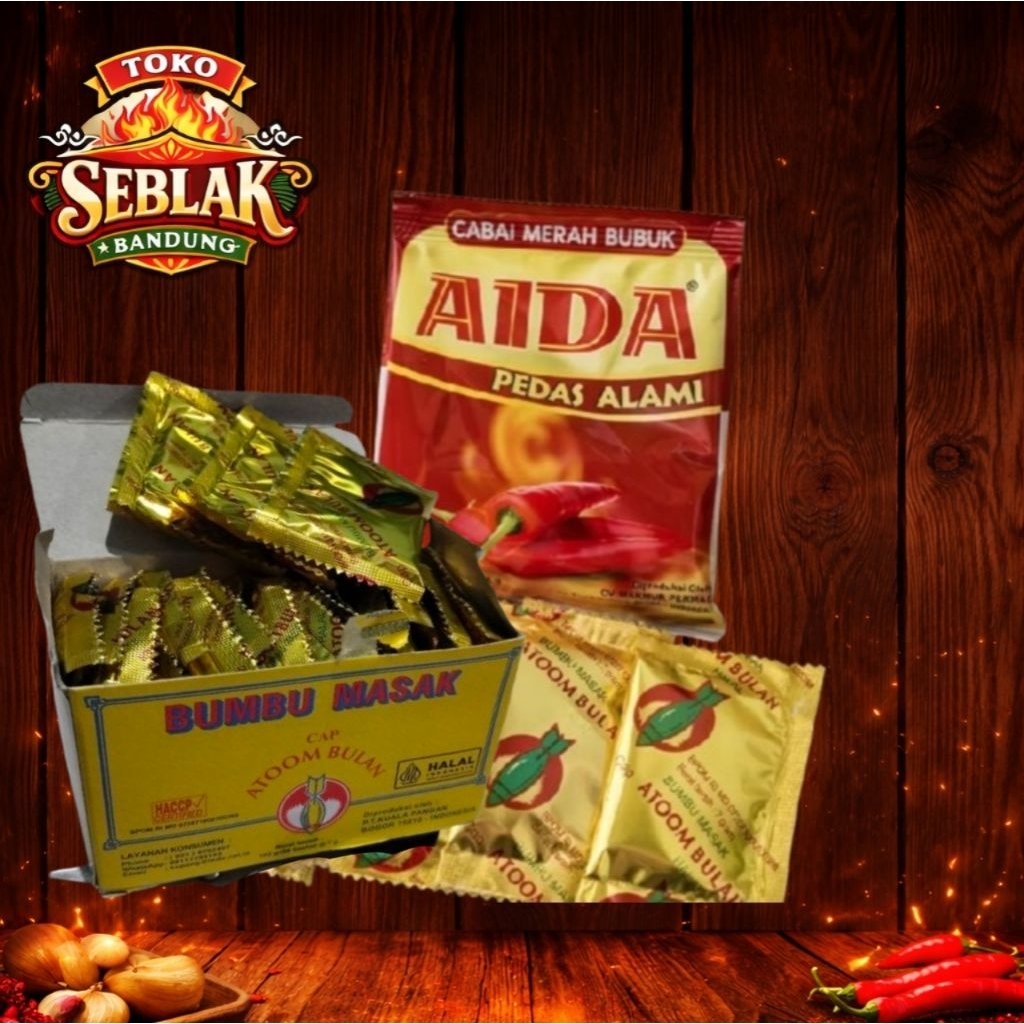 TOKO SEBLAK BANDUNG Bumbu masak Atom bulan seblak masakan 1 BOX  isi 20 Sachet fee aida 1