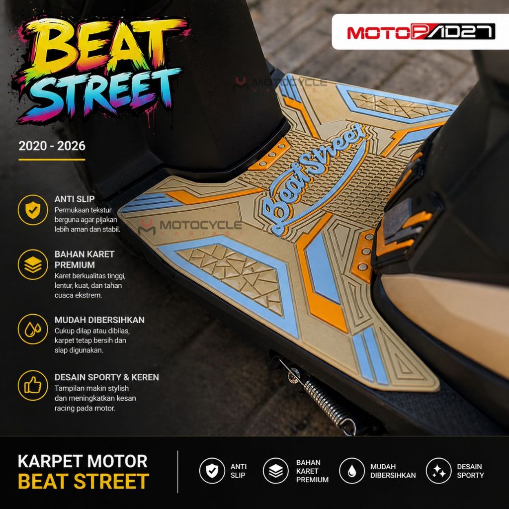 Karpet Motor Beat Street 20202026 Anti Slip Bahan Karet Premium Tebal Beat Street Aksesoris Motor