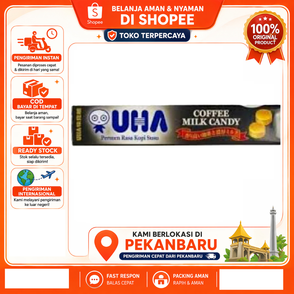 [SDW] pekanbaru/1 Pcs Permen Susu UHA Rasa Coffee Milk Candy Stick Stik Kopi Hitam Free Ongkir