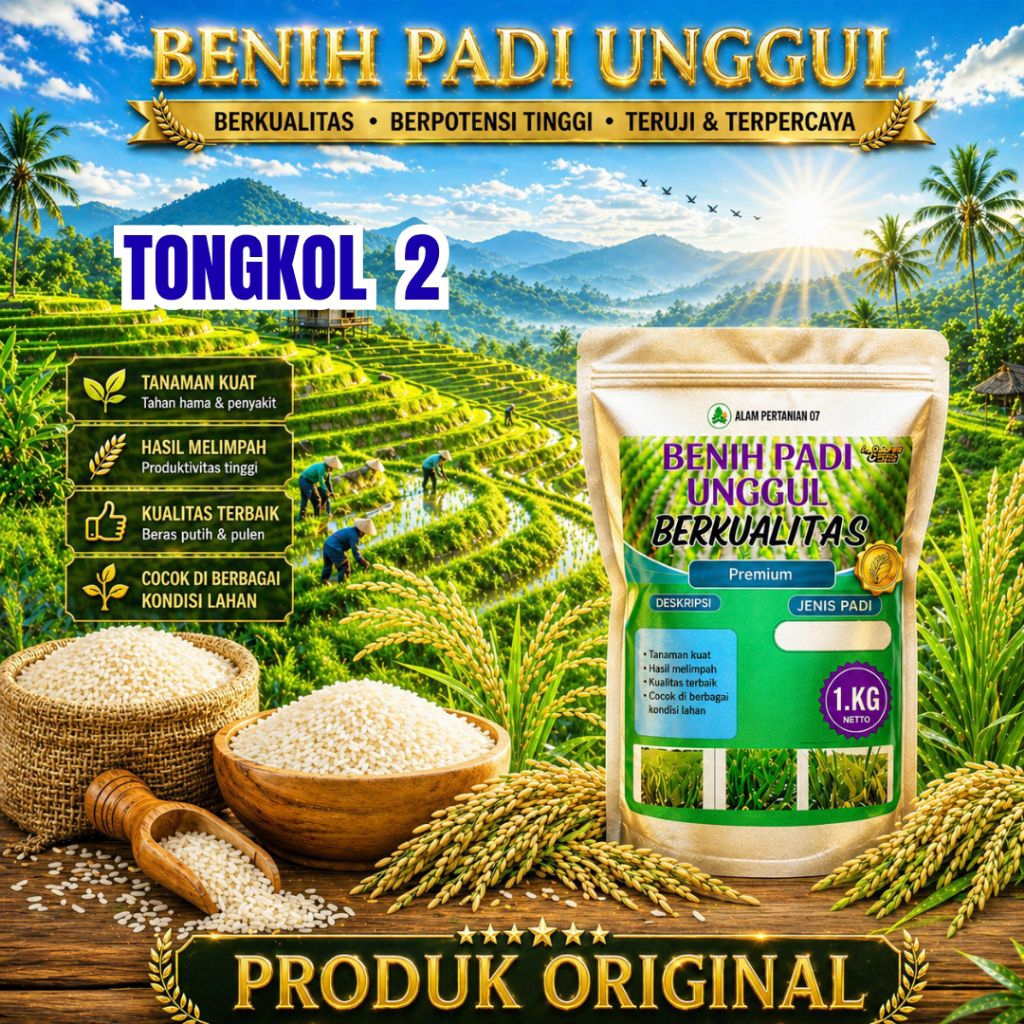 BENIH PADI UNGGUL TONGKOL 2 KEMASAN 1 KG BENIH PADI KUALITAS ORIGINAL