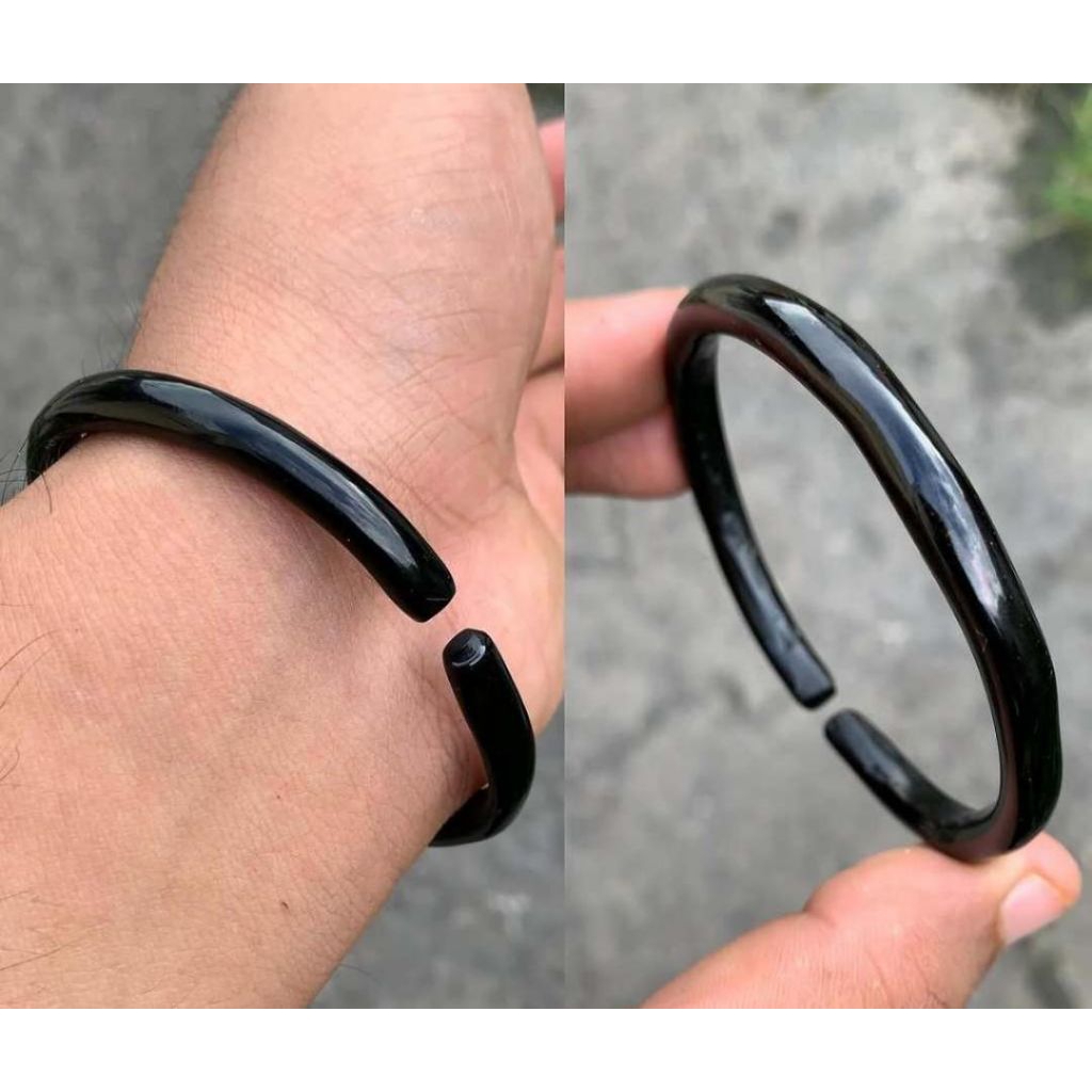 GELANG AKAR BAHAR ASLI AKAR BAHAR HITAM BENTUK C tanpa ring ORIGINAL KUALITAS TERBAIK
