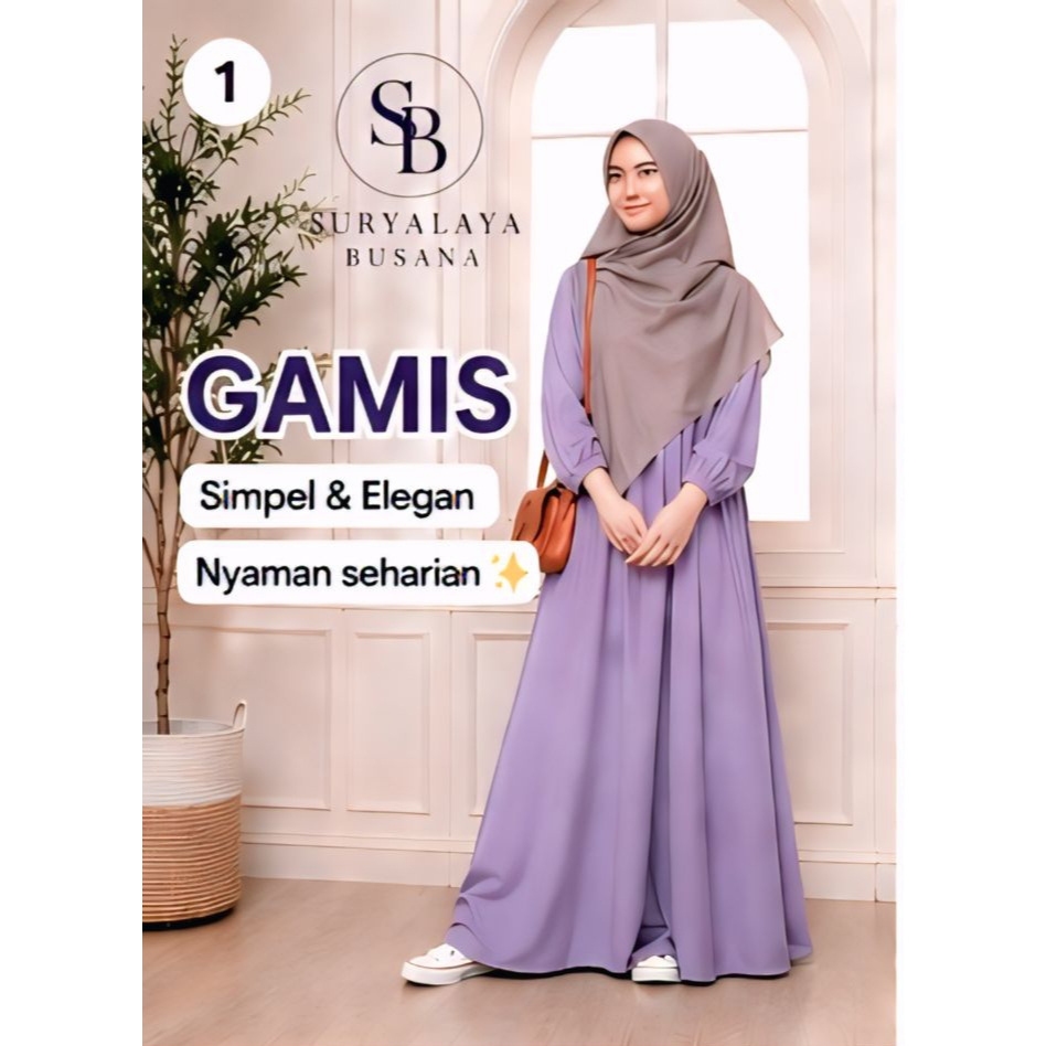 Gamis Lavender Premium Elegan Lengan Karet – Wolfis Berkualitas, Cocok untuk Daily & Formal