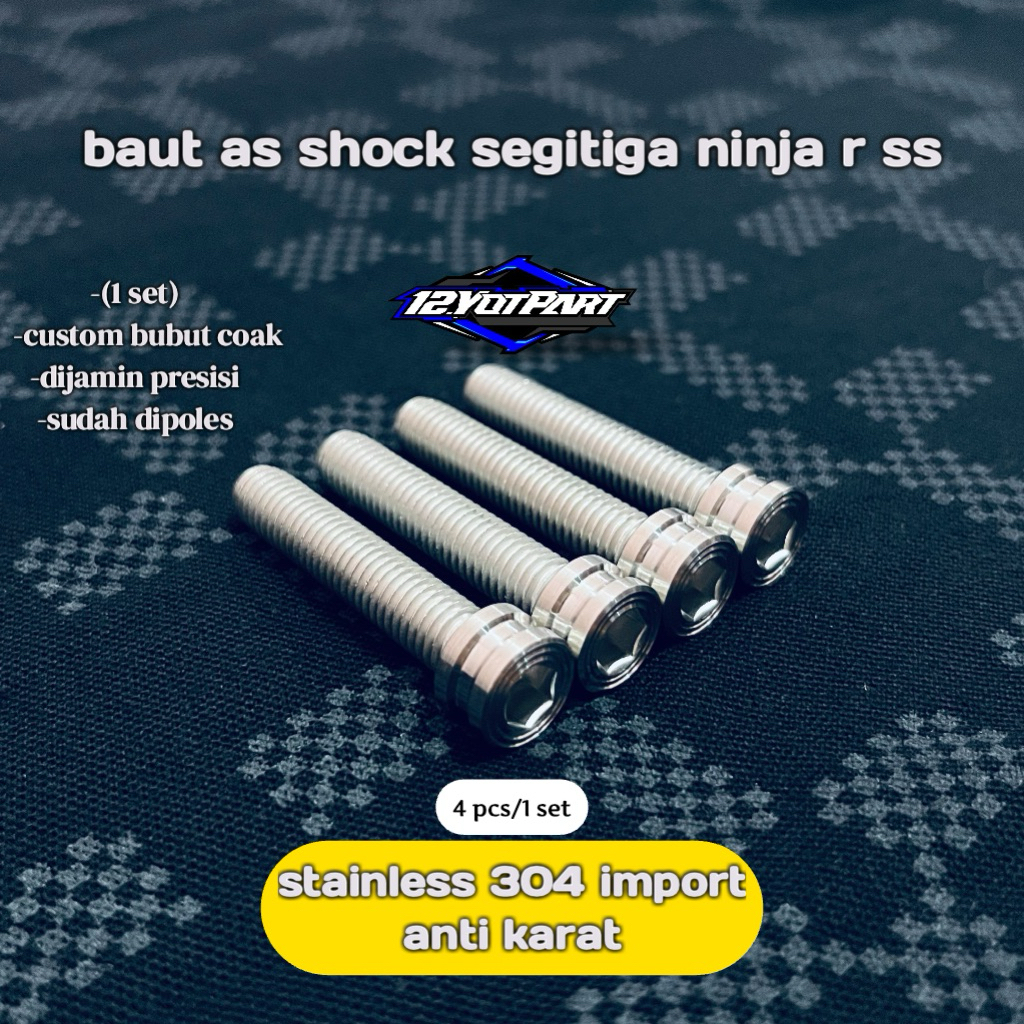 baut as shock segitiga ninja r ss rr bahan stainless 304 import,baut shock depan ninja r ss rr goril