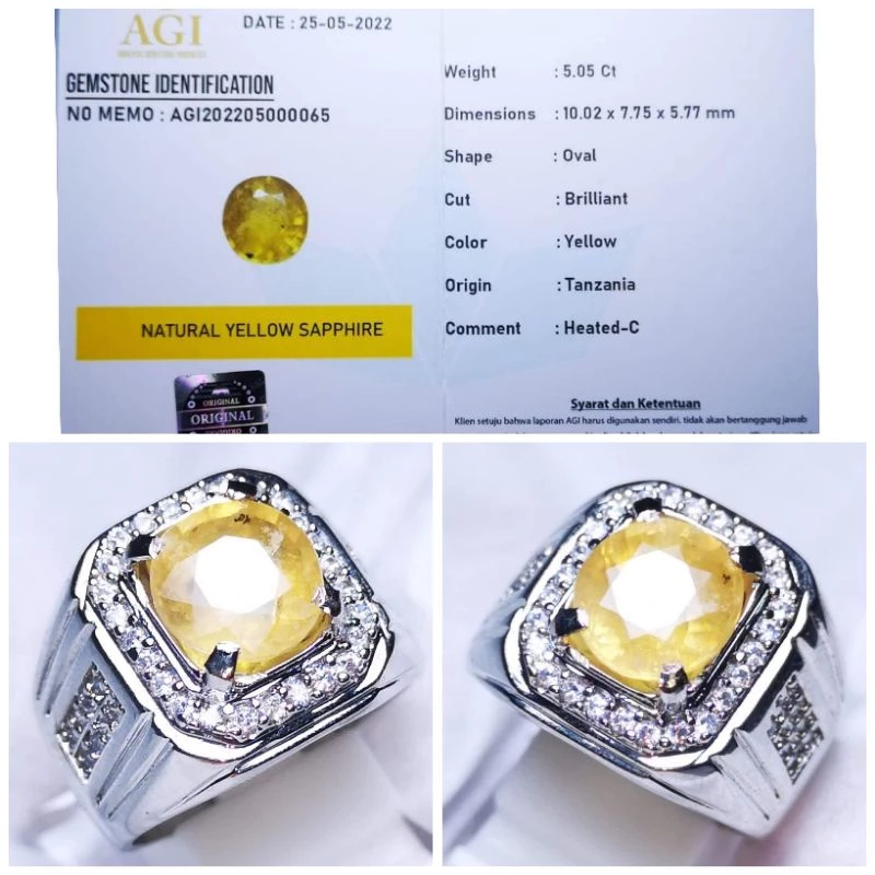 Natural Cincin Yellow Sapphire Tanzania Luster High Qualty