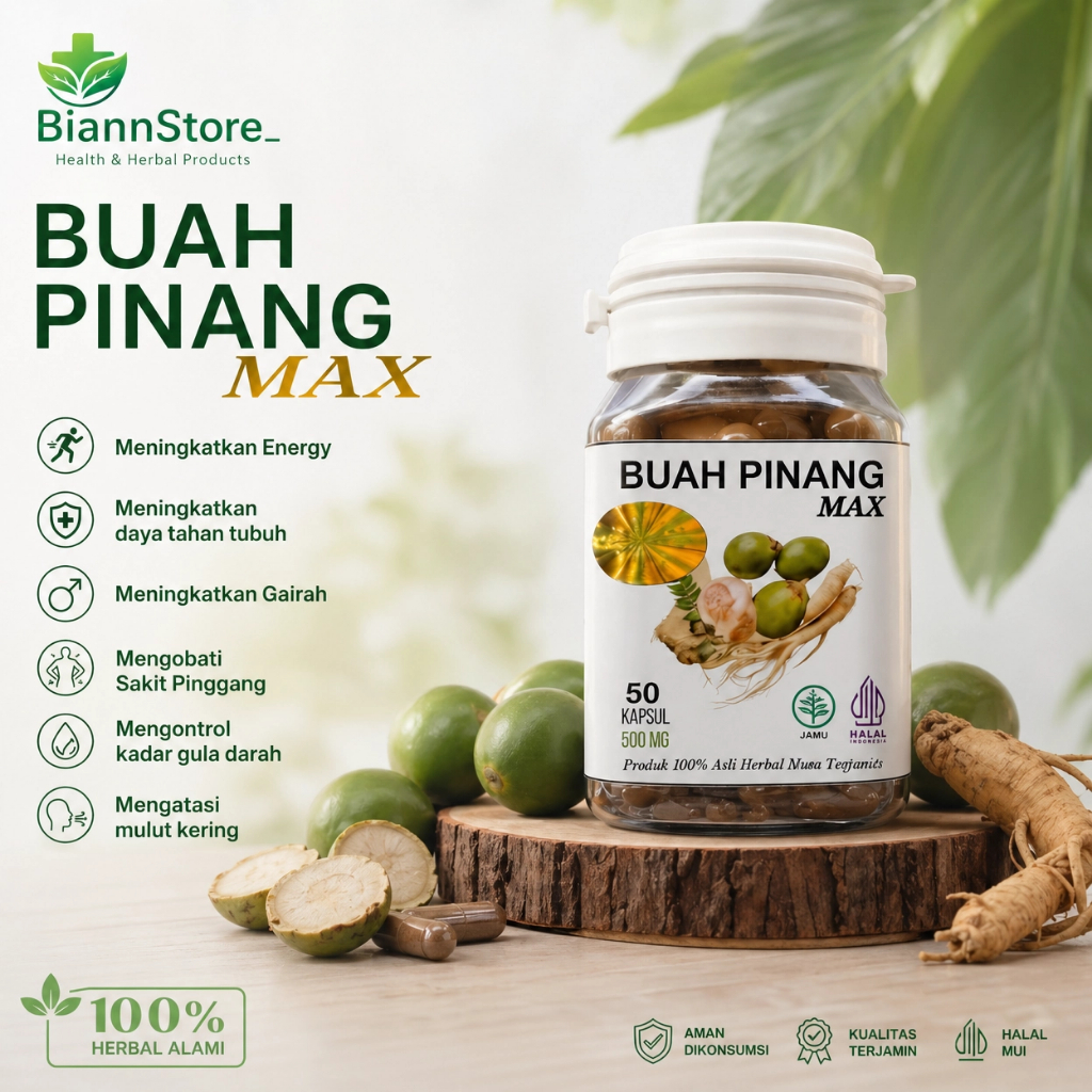 Kapsul Buah Pinang Muda MAX Isi 50 Original Herbal - BiannStore_