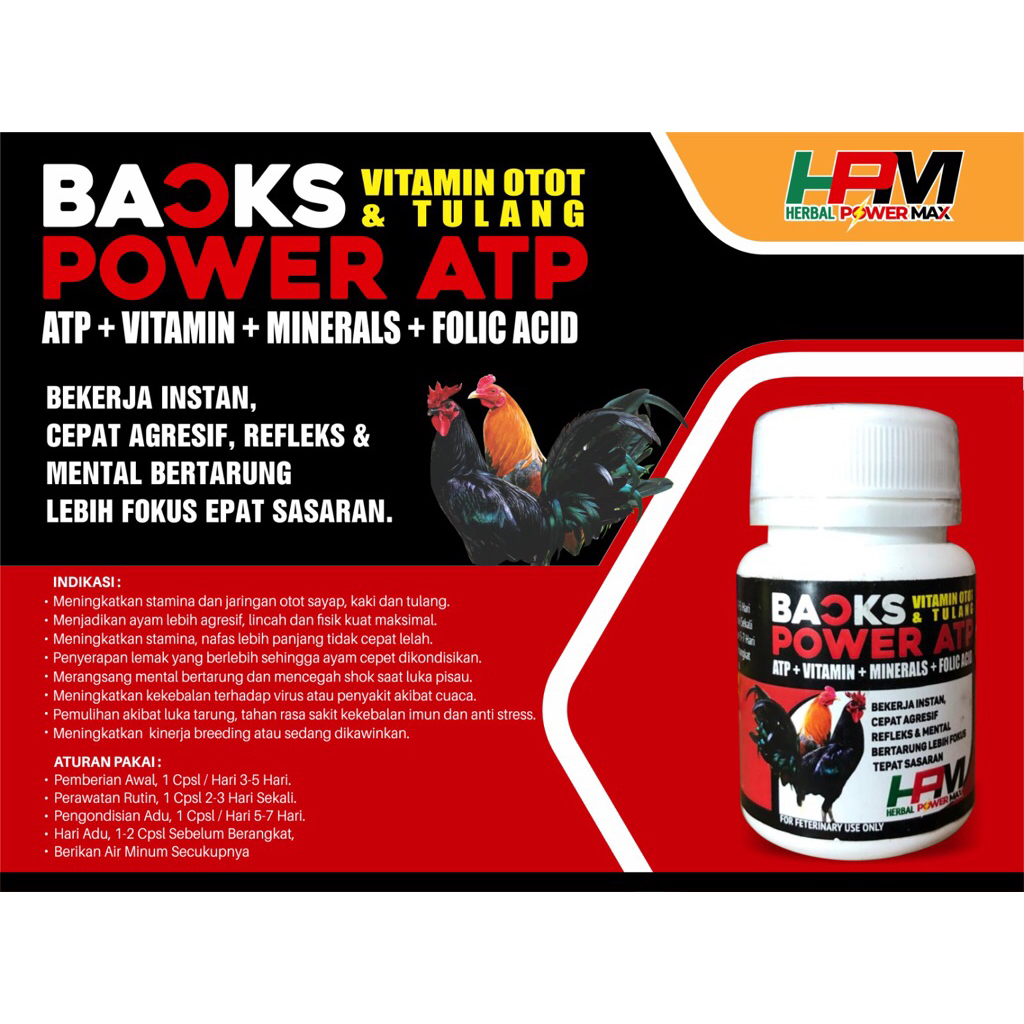 Vitamin doping ayam aduan Back Power ATP isi 30 capsul 100% original HPM