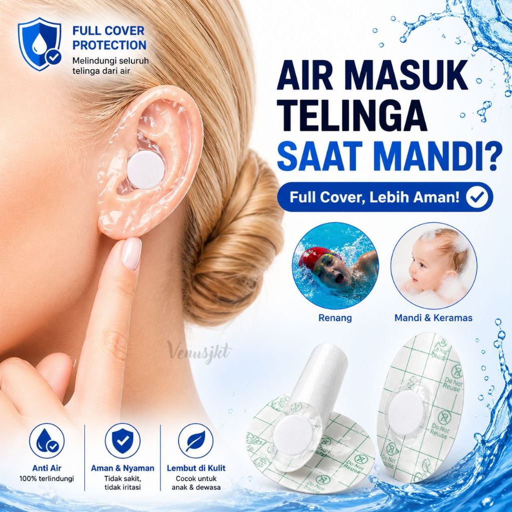 VENUSJKT Stiker Pelindung Telinga 20pcs Anti Air Sticker Penutup Telinga Bayi Anak Dewasa Untuk Mand