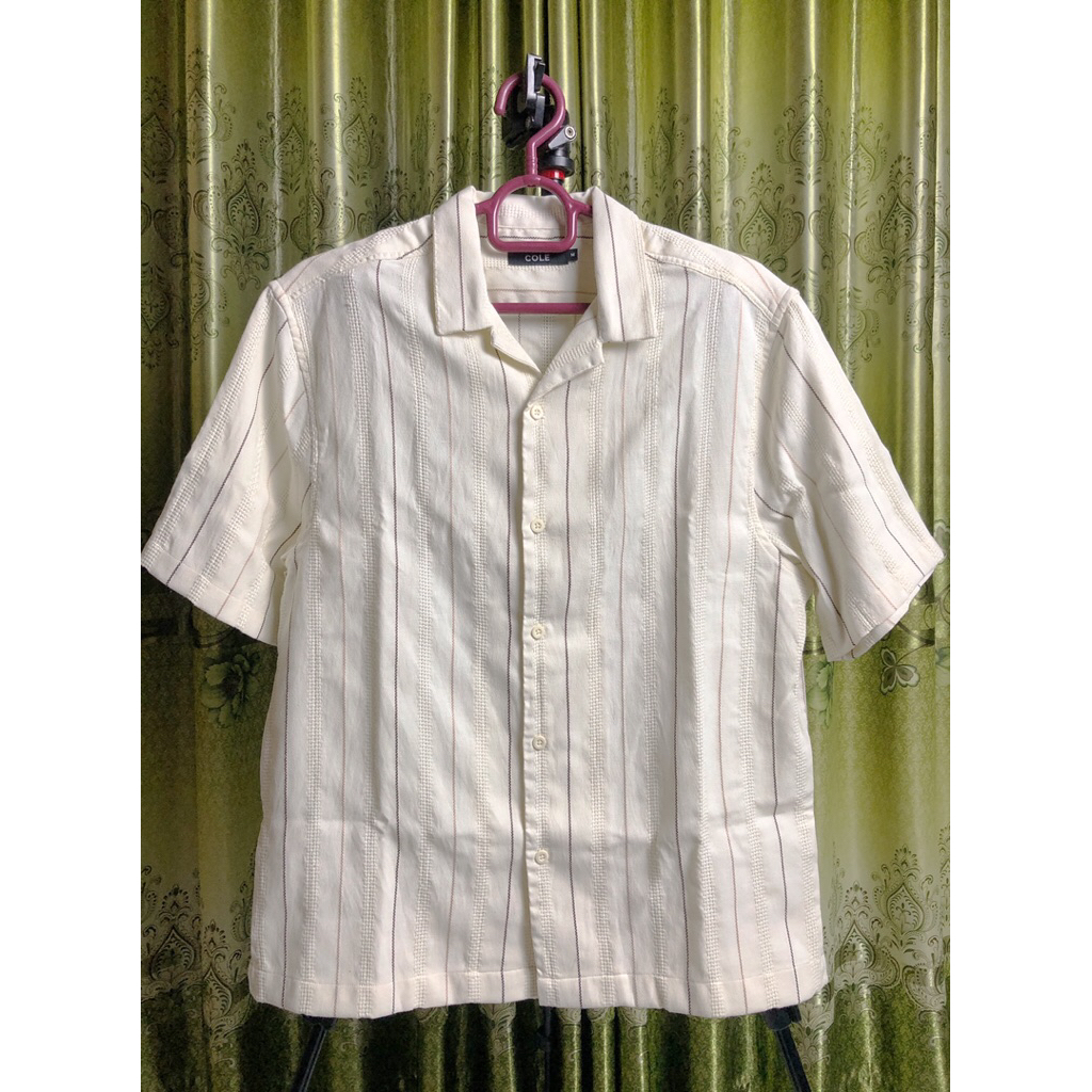 Kemeja Original Cole Stripe Weaving Casual Kemeja Vintage Original Cole Lengan Pendek kemeja pria st