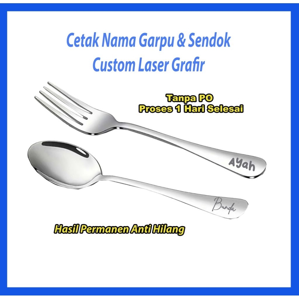 Sendok Garpu Custom - Sendok Custom - Sendok Custom Nama - Garpu Sendok Custom Nama