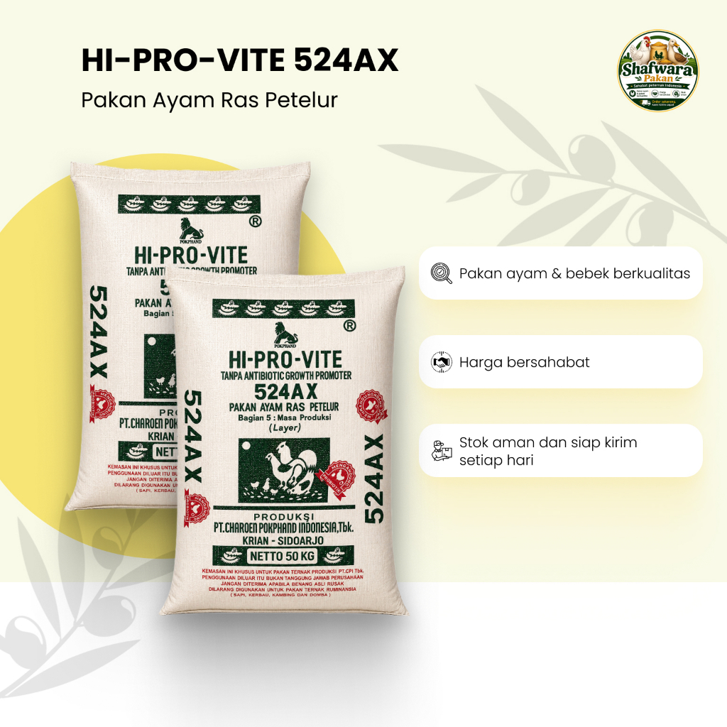 HI-PRO-VITE 524AX – Pakan Ayam Petelur Produksi | Kemasan Kiloan | shafwarapakan