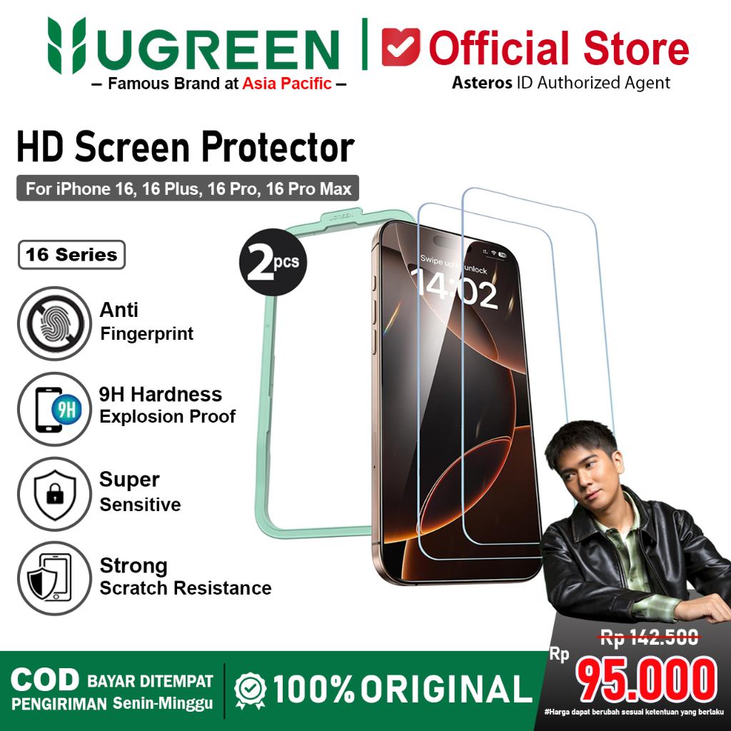 UGREEN Tempered Glass HD Screen Protector iPhone 16 16 Plus 16 Pro 16 Pro Max