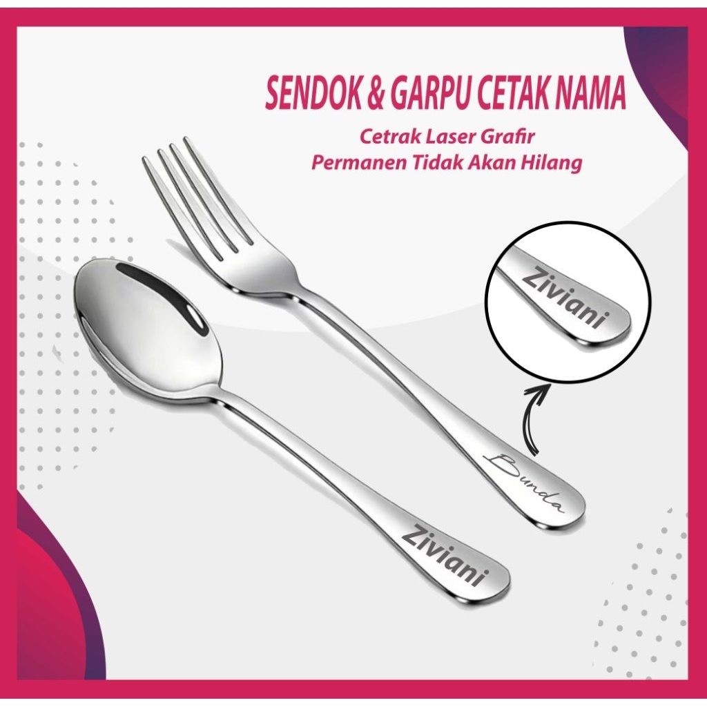 Sendok dan Garpu cetak nama - sendok custom - sendok garpu custom nama
