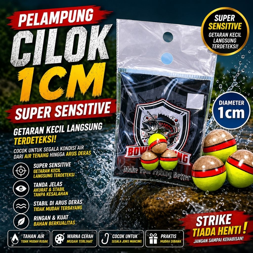 PELAMPUNG CILOK 1,2 CM WARNA HIJAU BAHAN KAYU BALSA SANGAT SENSITIF RASBORA