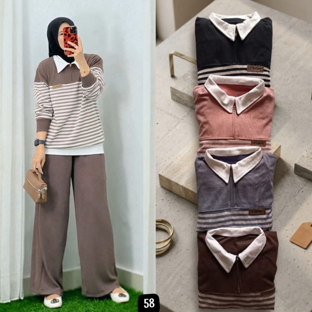 set knit kemeja/set knit korea/set knit import/set knit viral