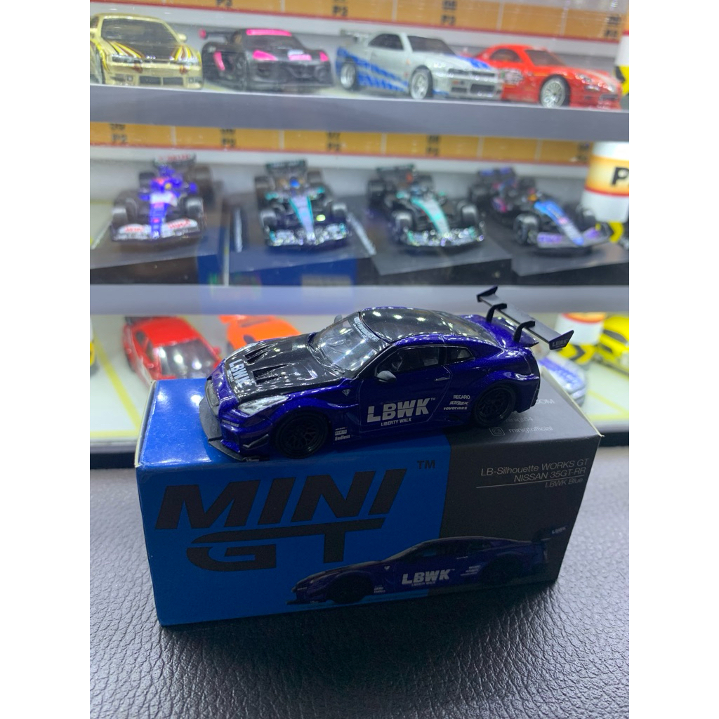 MINI GT 299 LB Silhouette WORKS GT Nissan R35 35GT-RR Ver. 2 LBWK Blue Unsealed