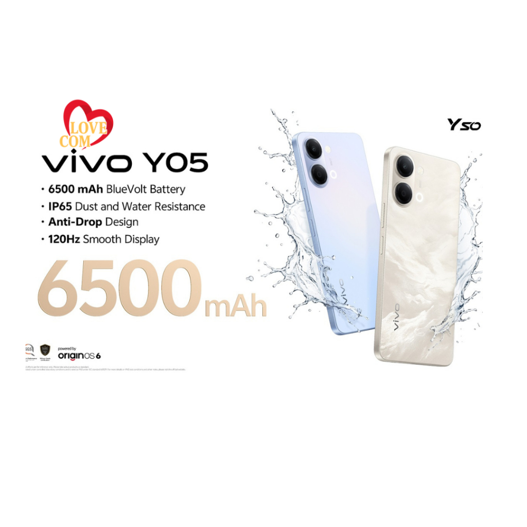 Vivo Y05 [4+4/64 GB] [ 4+4/128 GB] - Desain Premium, 6500mAh Tahan 3 Hari, IP65 Hp murah 1 juta  | h