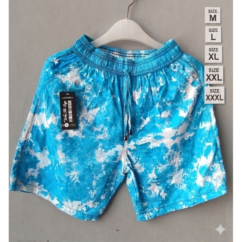 CELANA PENDEK UNISEX TIE DYE CELANA KOLOR PRIA WANITA