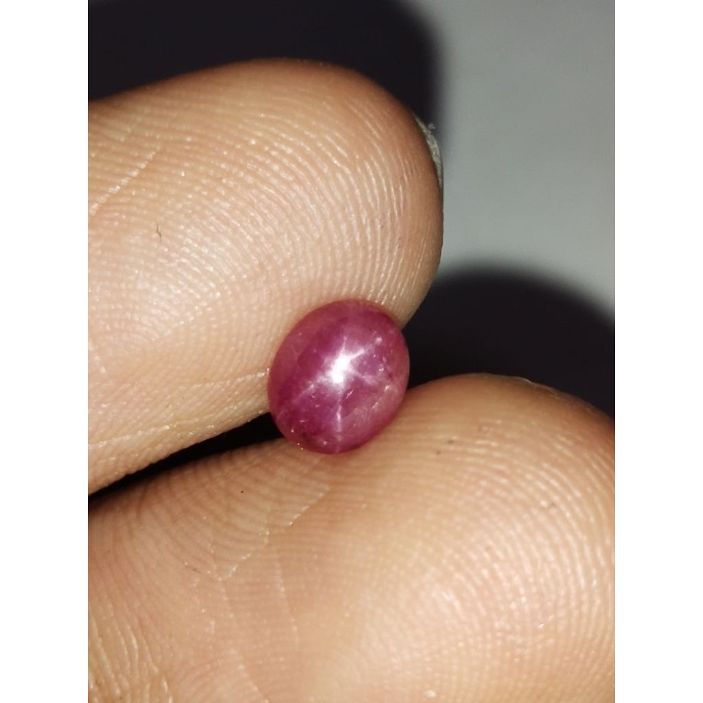 Natural Ruby Star 6 x 5.5 x 3 mm 1.2 Ct Merah Bintang Unik Oval Cabochon Code 2107