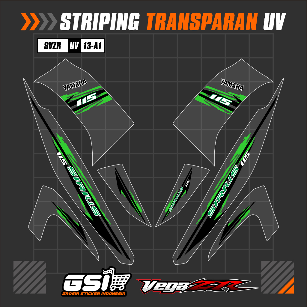 STRIPING  VEGA ZR 115 TRANSPARAN SIRIUS RC - STIKER STRIPING VEGA ZR RACING STYLE - SVZR-UV