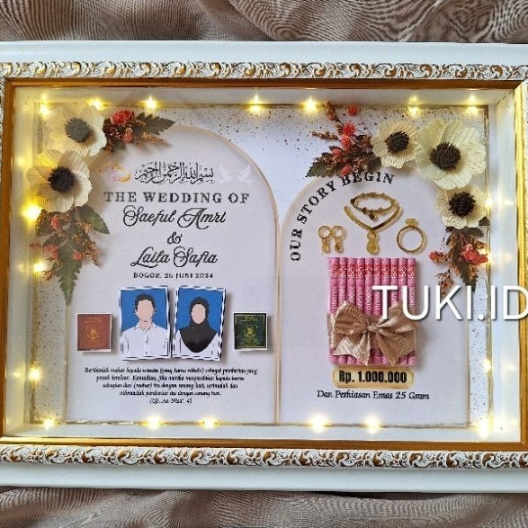 BINGKAI MAHAR 3D CUSTOM / MAHAR 3D/ FRAME 3D LIST GOLD / FRAME MAHAR RUSTIC / HANTARAN PERNIKAHAN / 