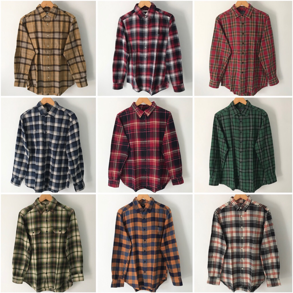 KEMEJA FLANNEL UNIQLO PRIA LENGAN PANJANG