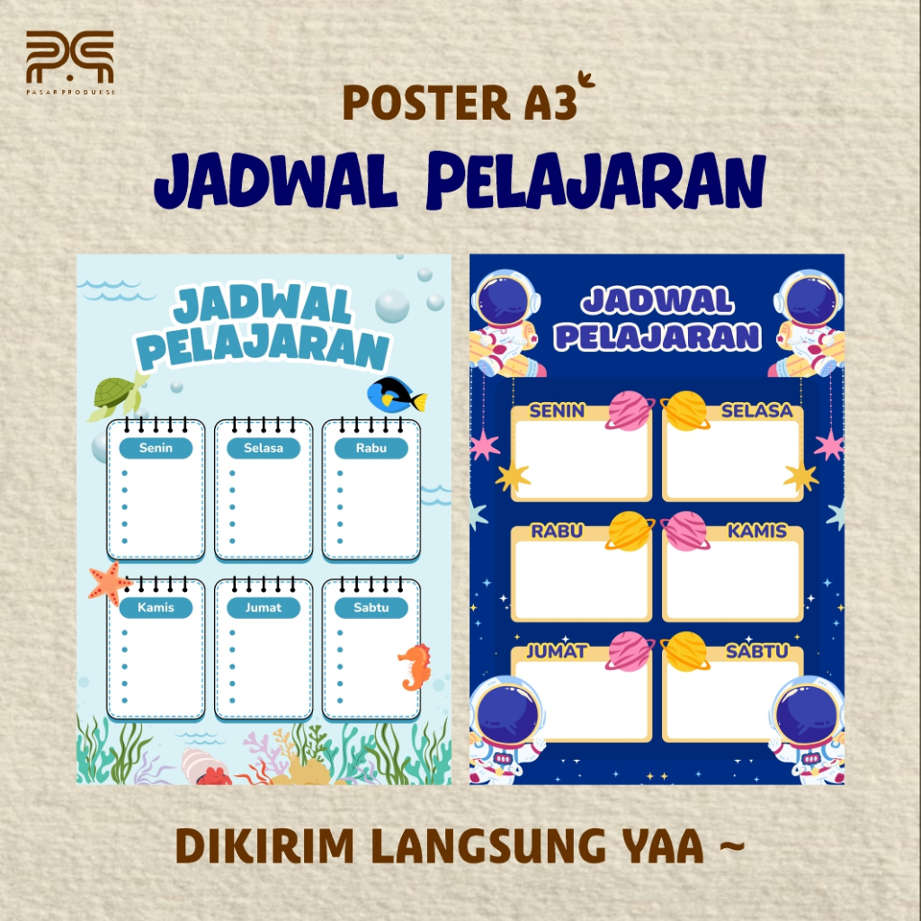 POSTER JADWAL PELAJARAN POSTER A3 JADWAL PELAJARAN KERTAS JADWAL PELAJARAN SEKOLAH