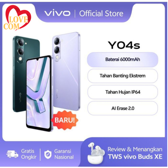 VIVO Y04s batrai besar 6000mAh ram4+4/64 Hp murah 1 jutaan | hp 1 juta | hp murah