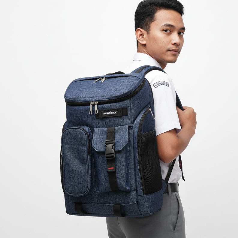 POLO FELIX - Ransel Backpack Laptop Tas Multifungsi Pria Wanita Legacy Chich Denim Jeans Premium