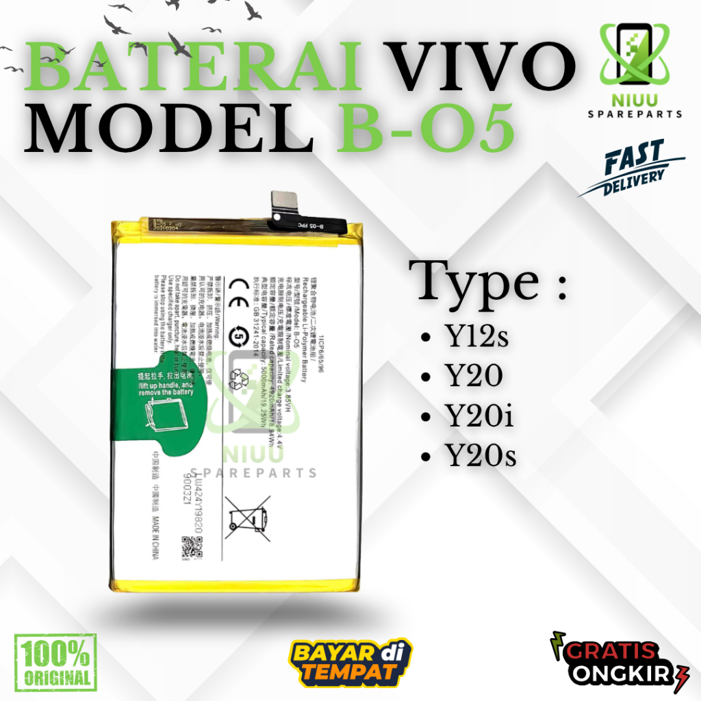 BATERAI BATTERY VIVO B-O5 Y12S / Y20 / Y20I / Y20S DOUBLE [IC POWER] ORIGINAL