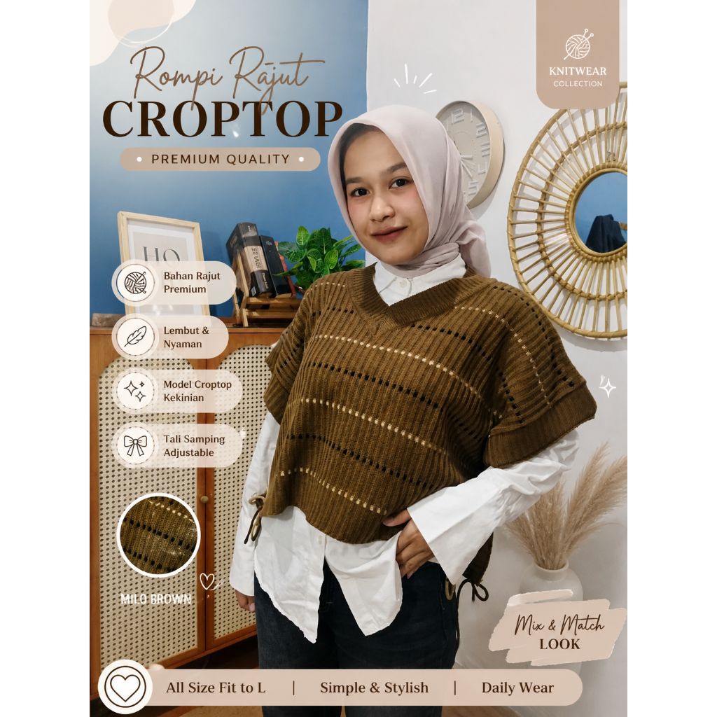 Rompi Rajut Crop Top Premium