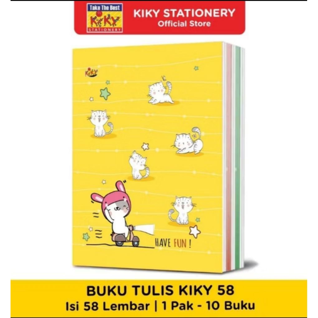 1 PACK - BUKU TULIS KIKY WARNA 58 LEMBAR ( 1Pack = 10 Pcs Buku )