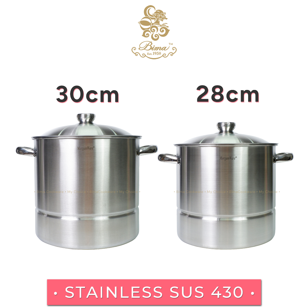 BIMA Panci Kukus Stainless Steel Kukusan Dandang Steamer 28cm 30cm Bisa Induksi - MorganWare
