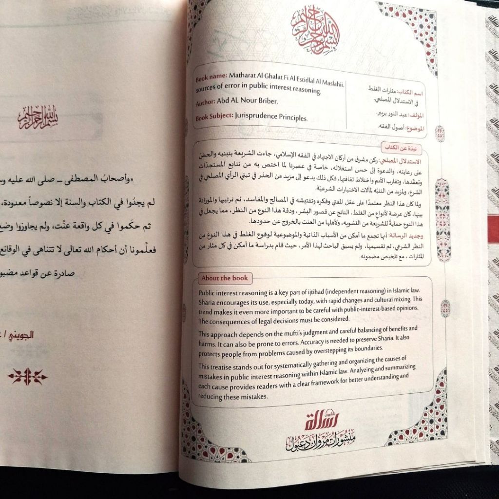 Jual Kitab Matsaratul Ghalat fi al Istidlal al Mashlahi Muassasah Alresalah Masarat al Gholat | مثارات الغلط في الاستدلال المصلحي Impor Original di Toko Kitab Alresalah