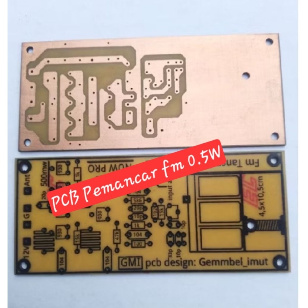 pcb Pemancar fm 0.5W Bagus tuner logam