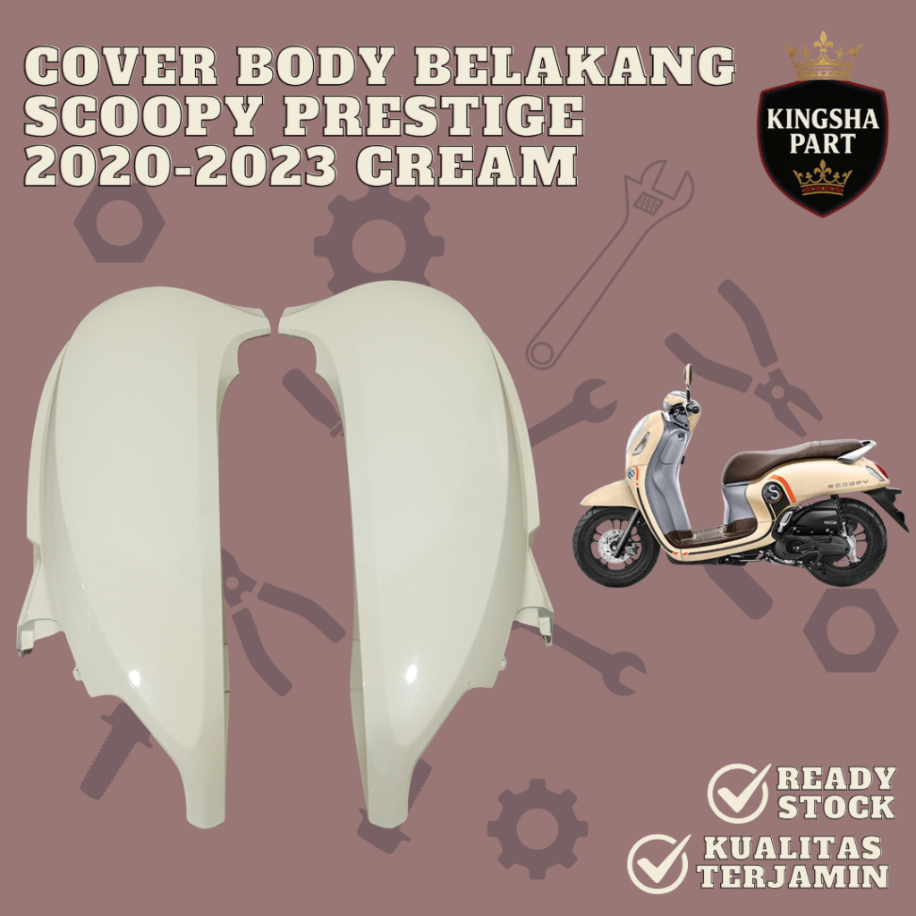 Cover Body Belakang Honda Scoopy Prestige 2020-2023 Bodi Samping Scoopy Prestige K2F KREM Tenshi