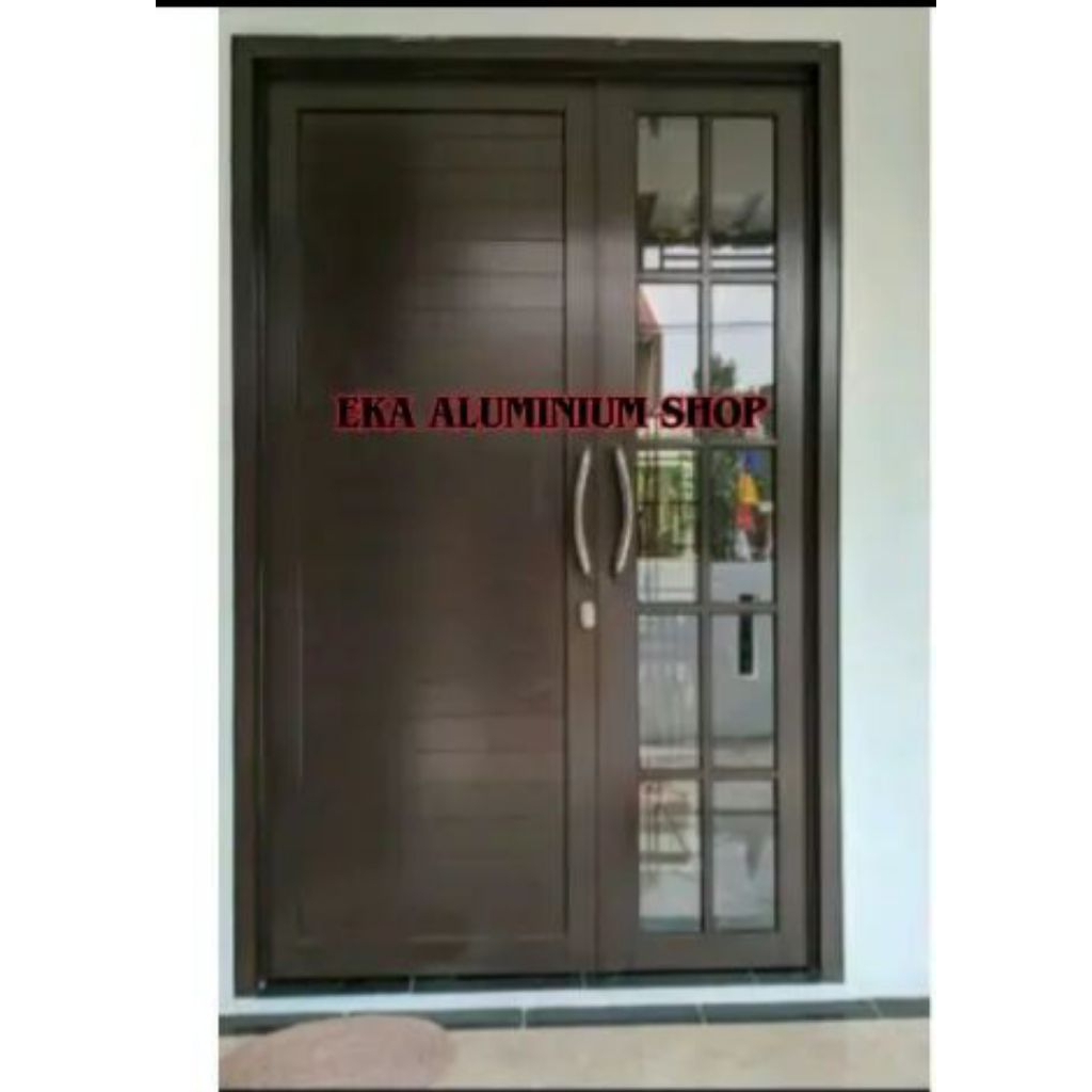 Kusen pintu Aluminium 2 Daun ( pintu Gendong ) Kombinasi Kaca & panel