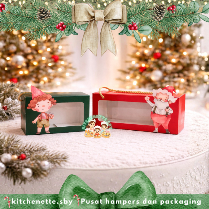 Tas Kotak Natal untuk 2 & 3 Toples Christmas box cookies roti roll cake box dus natal kue kering goo