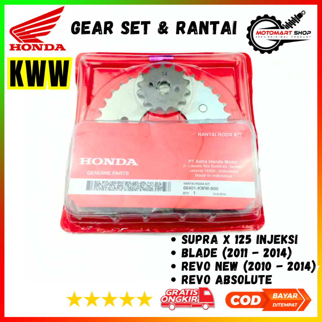 Gear Set Blade / Gir Set Honda Revo Absolute New / Gear Set Supra X 125 FI - KWW