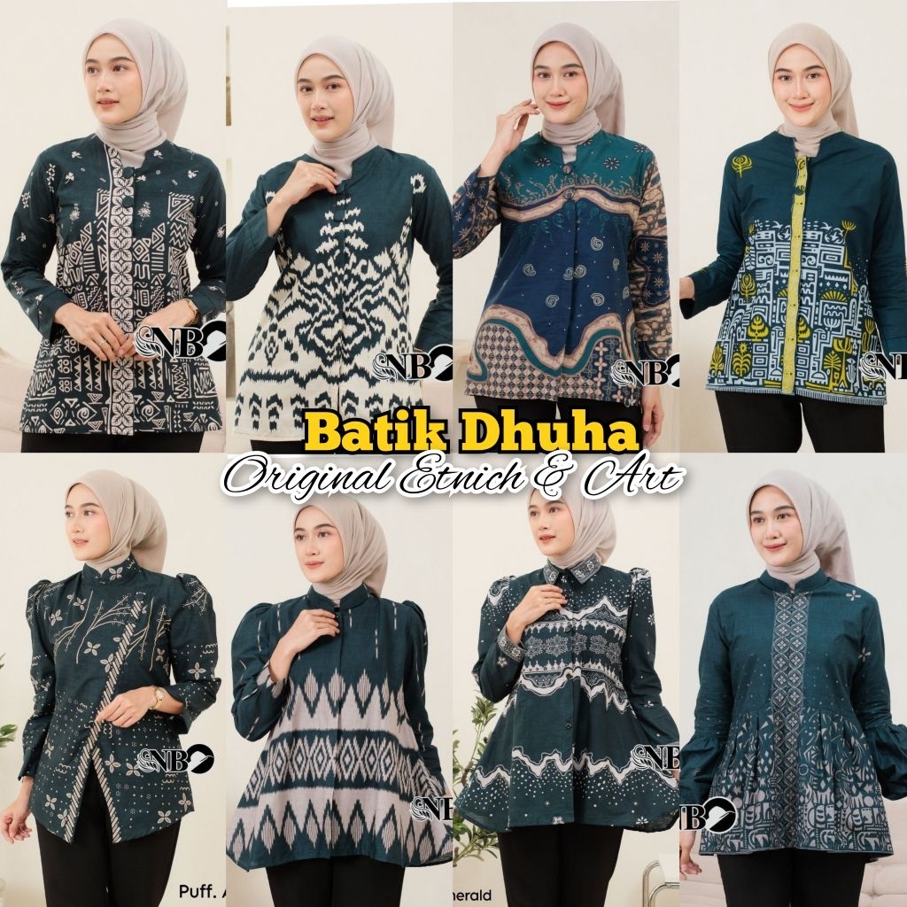 ATASAN BATIK WANITA MODERN WARNA HIJAU EMERALD BLUS MODERN  SOFT M L XL XXL