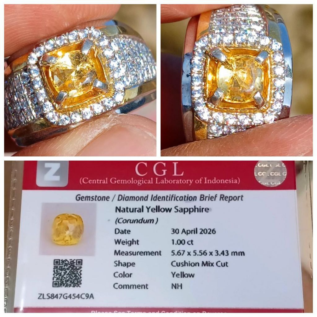 Yellow Sapphire Srilanka no heat memo CGL Lab