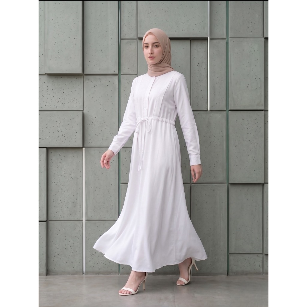 D&R PROJECT _ gamis putih wanita premiun bahan toyobo dress jumbo XL-XXL