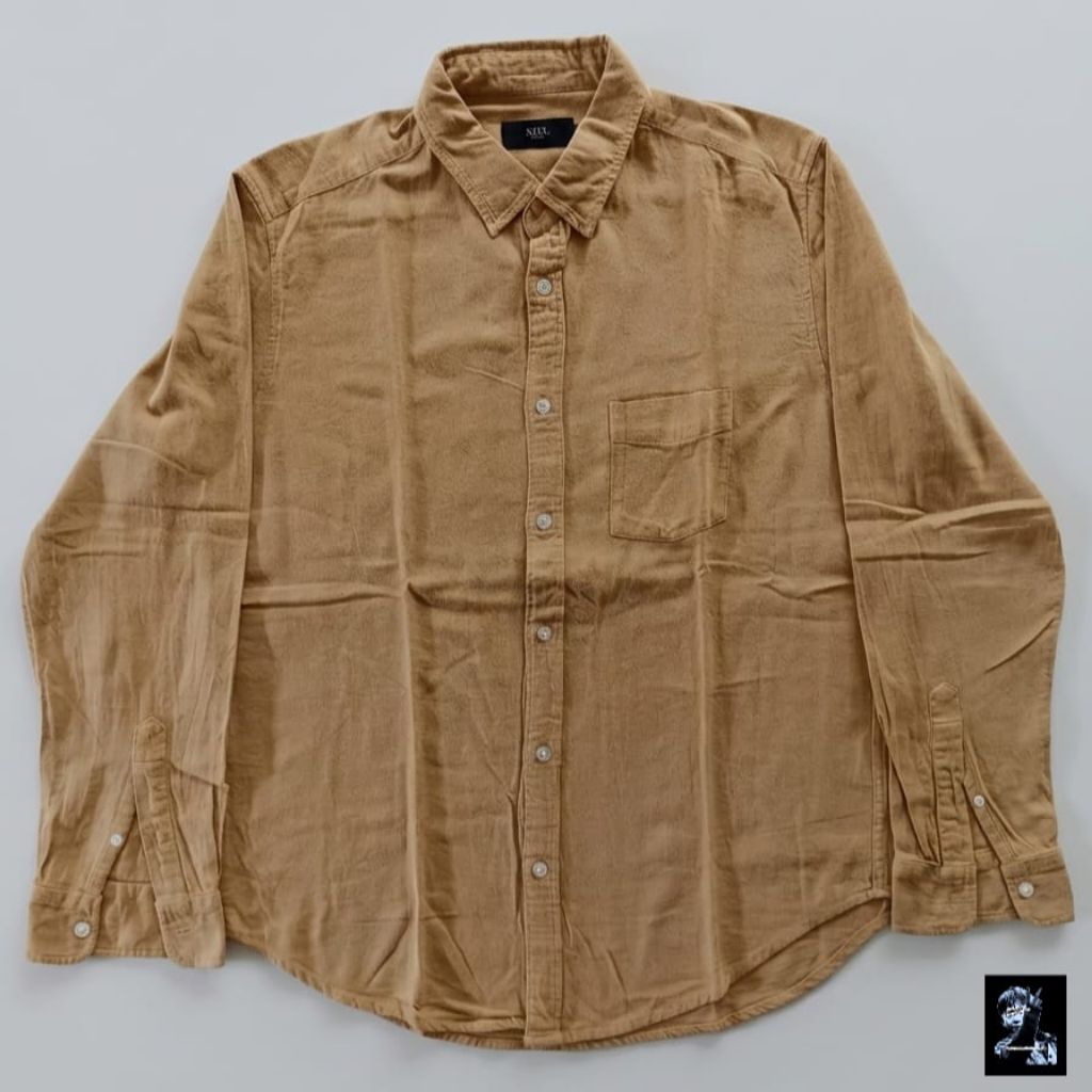 Kemeja Flannel Shirt - Azul Sz M fit L Basic Pattern Atasan Casual Formal Unisex
