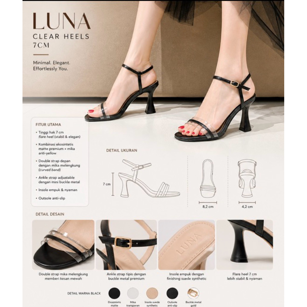 High Heels RH mika 7cm Hitam