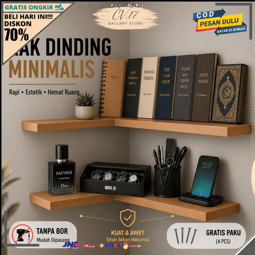 Rak Papan Ambalan Hambalan Hiasan Floating Shelves Melayang Siku Sudut Gantung L Layang  Tempat peny