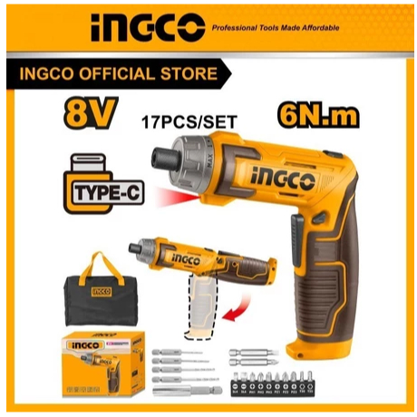 Obeng Elektrik Cordless Screwdriver 2 E 8V INGCO CSDLI0802