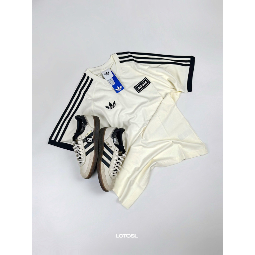Adidas Originals X Oasis Tour 3-Stripes Tshirt - Cream White