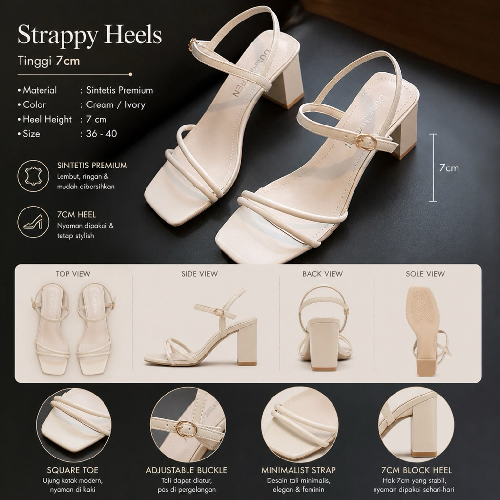sandal heels wanita hak tahu 7cm