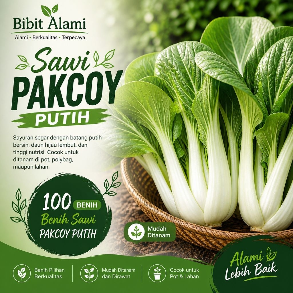 100 Benih Sawi Pakcoy Putih Bibit Sawi Pakcoy Putih Benih Pakcoy Putih Bibit Pakcoy Sayur Pakcoy Hid