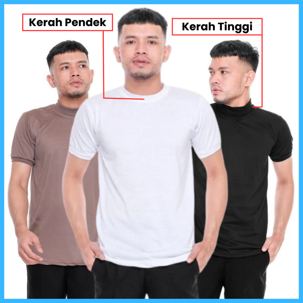 Kaos Polos Pria Dinas Satpam Security Polisi TNI PNS Kaos Dalaman Warna Putih Kerah Tinggi Lembut